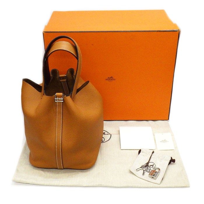 HERMES Picotin Lock MM Éclat Handbag - Toffee & Bordeaux