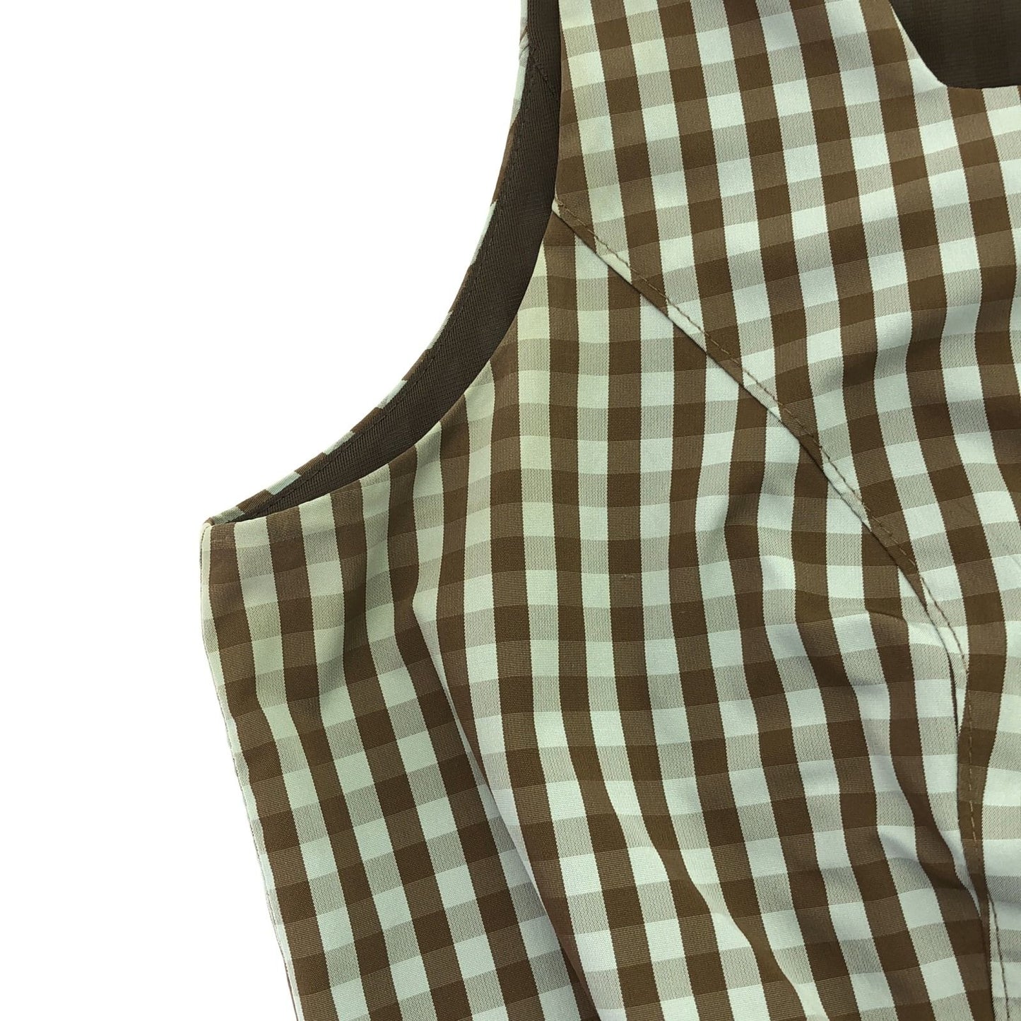 FOXEY NEW YORK Brown Gingham Check Sleeveless Dress - Size 42