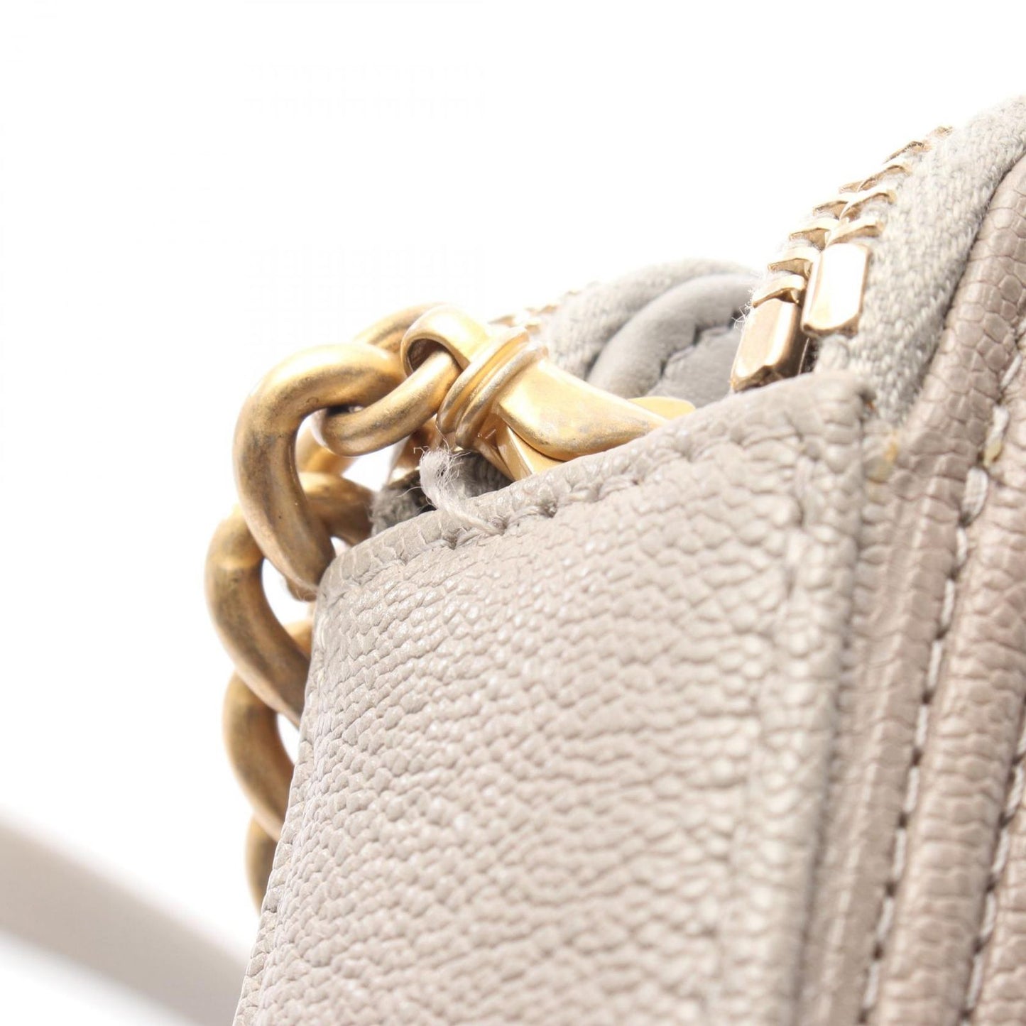 CHANEL Boy Chanel Shoulder Bag A84069 in Greige Leather