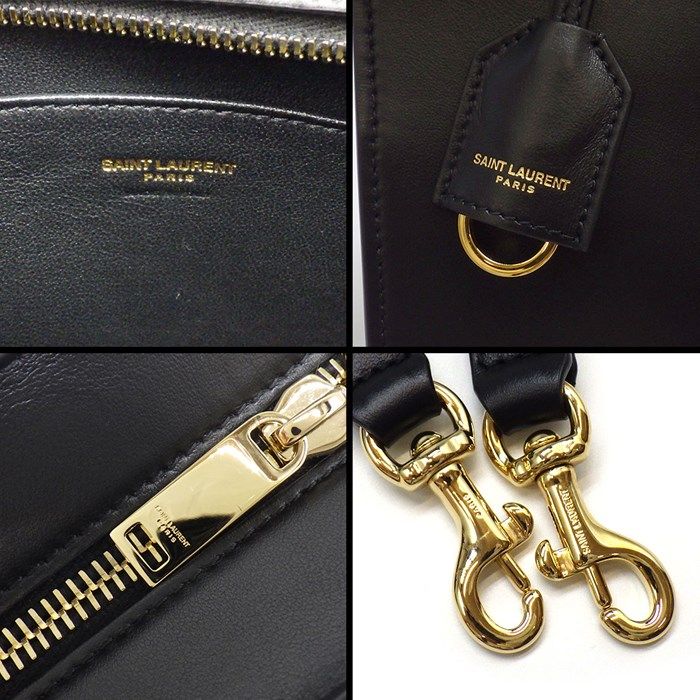 YSL Cassandra Baby Cabas Handbag in Black Calfskin Leather