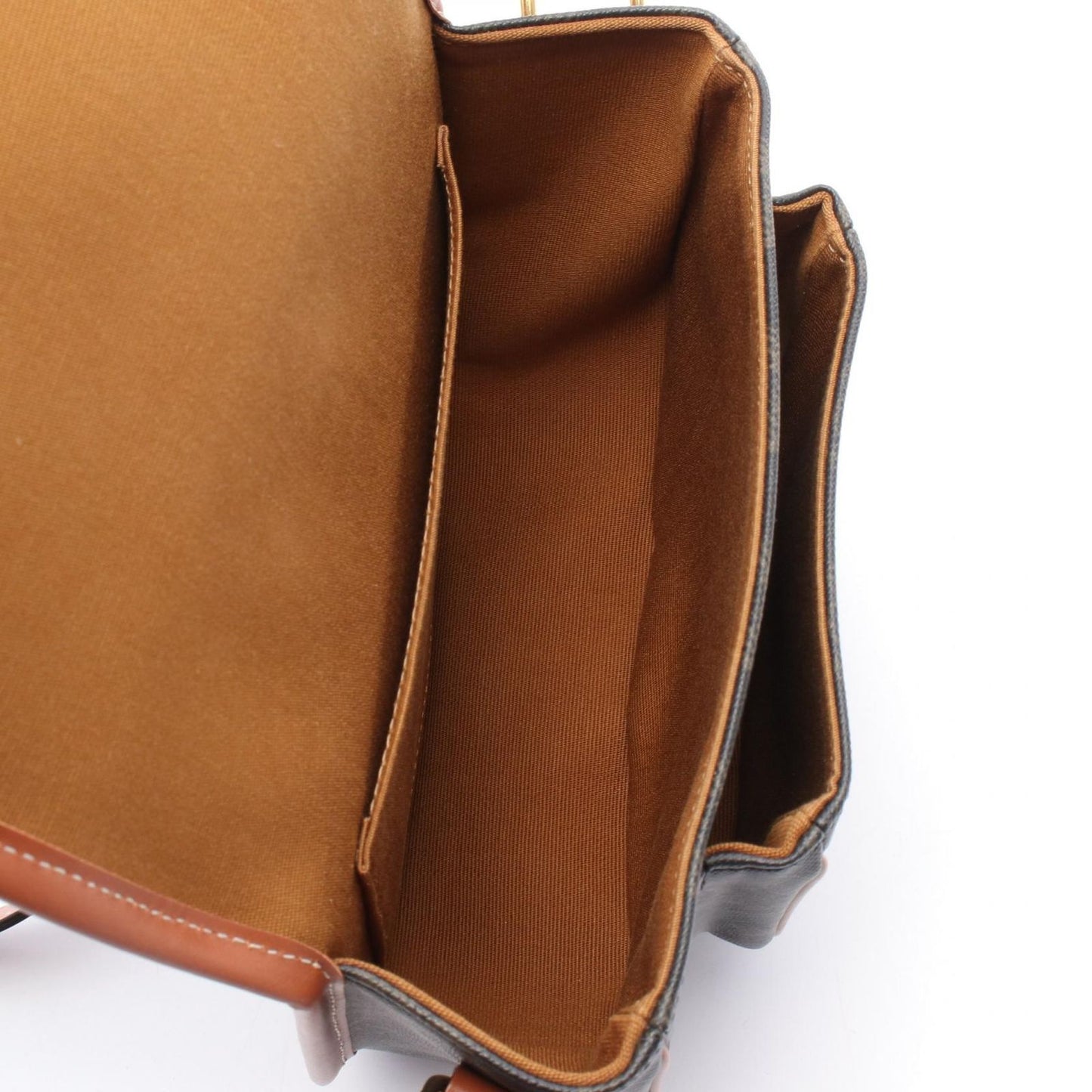 CELINE Falco Medium Shoulder Bag in Black/Brown PVC Canvas