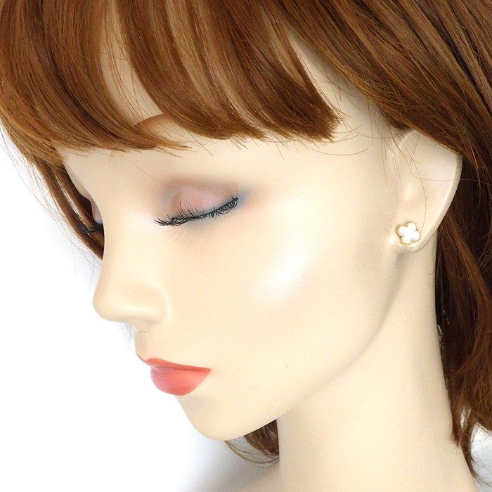 Van Cleef & Arpels Sweet Alhambra White Shell Earrings in K18YG