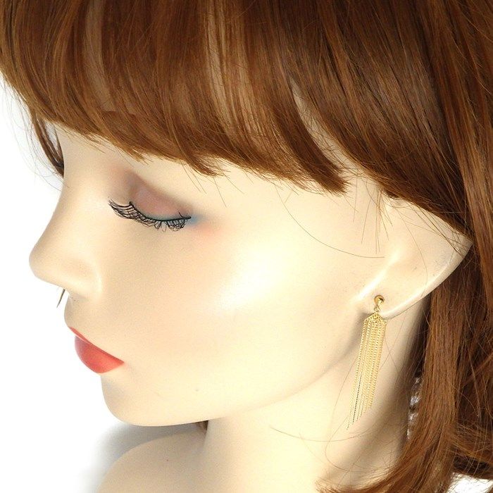 K18YG Fringe Chain Swing Earrings - Exquisite Gold Elegance