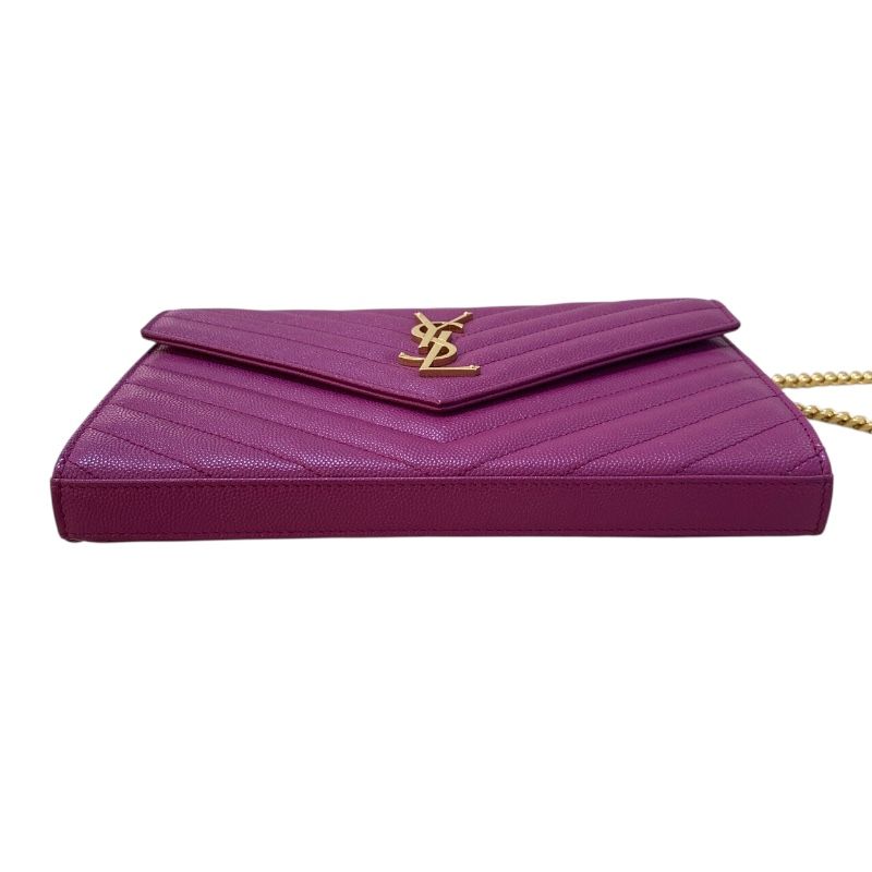 Saint Laurent Cassandra Envelope Chain Wallet - Purple & Gold Hardware