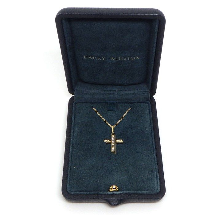 HARRY WINSTON Traffic Cross Charm Necklace with Diamonds