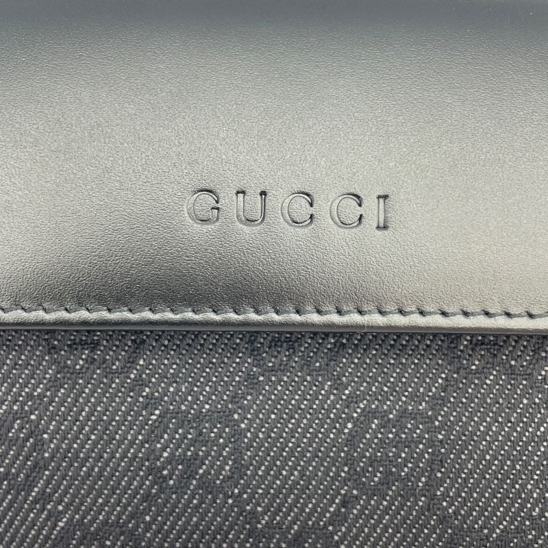 GUCCI Compact Wallet in GG Denim & Black Leather - Exquisite Craftsmanship