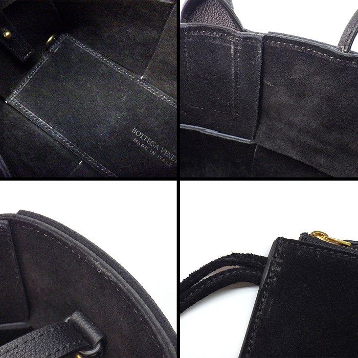 Bottega Veneta Mini Arco Tote in Black Lambskin with Gold Hardware