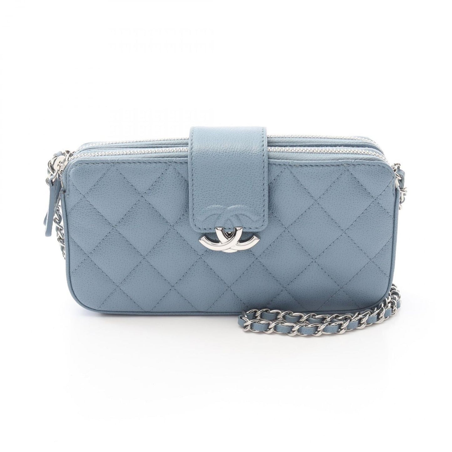 CHANEL Aqua Blue Half Coco Mark Matelassé Shoulder Bag