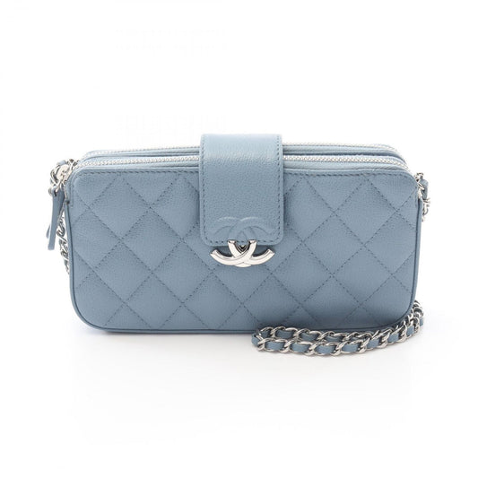 CHANEL Aqua Blue Half Coco Mark Matelassé Shoulder Bag