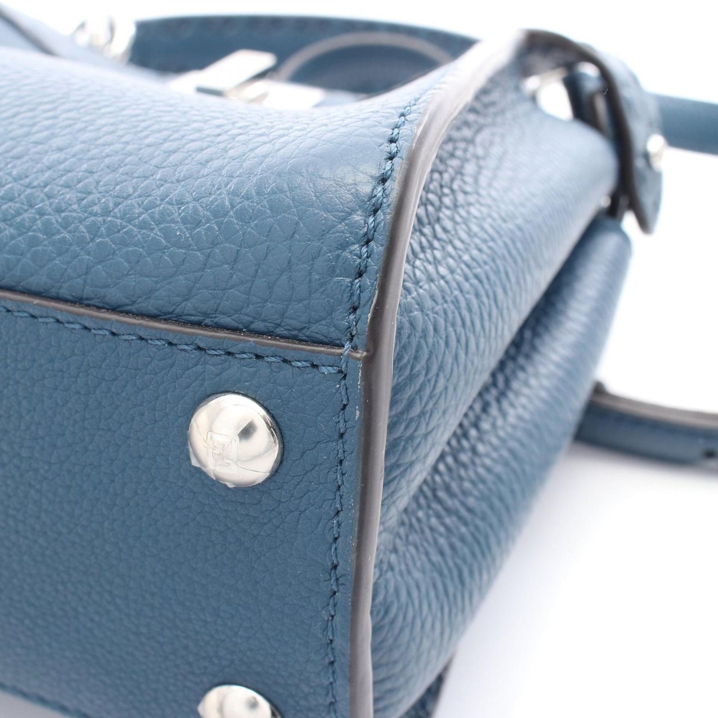 FENDI Mini Peekaboo Handbag in Navy Leather - Exquisite Craftsmanship