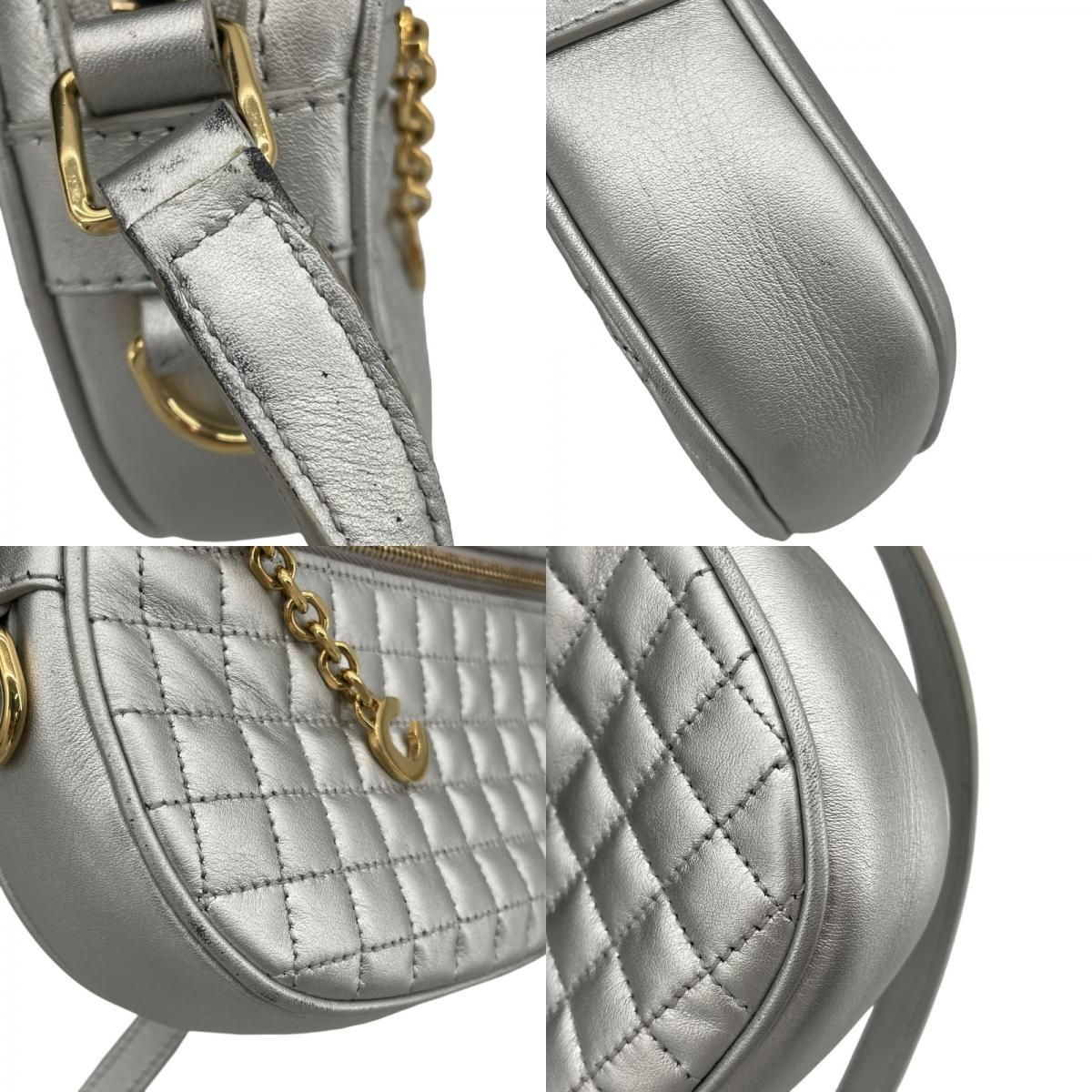 CELINE C Charm Small Camera Bag in Silver with Gold Hardware