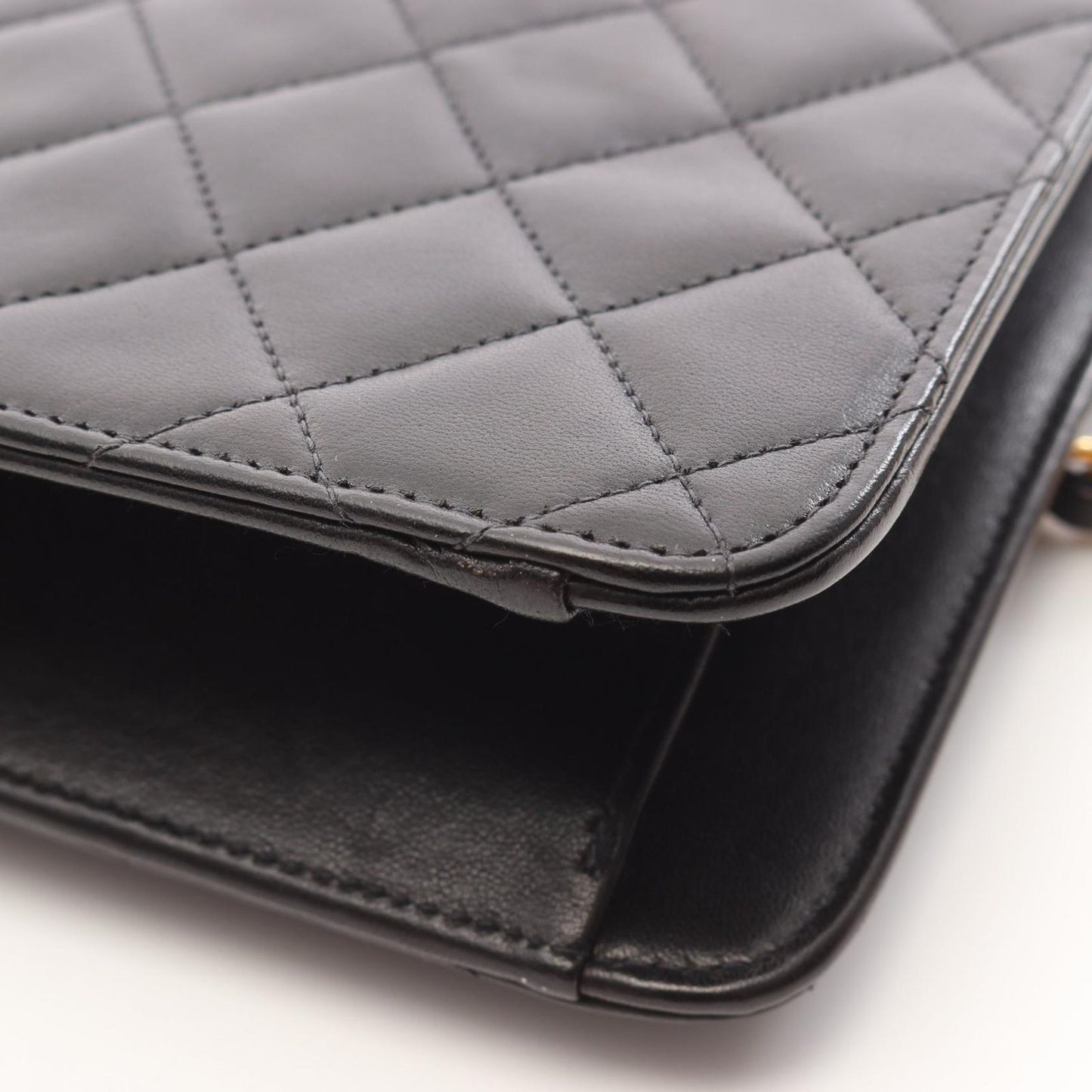 CHANEL Matelassé Single Flap Shoulder Bag in Black Lambskin