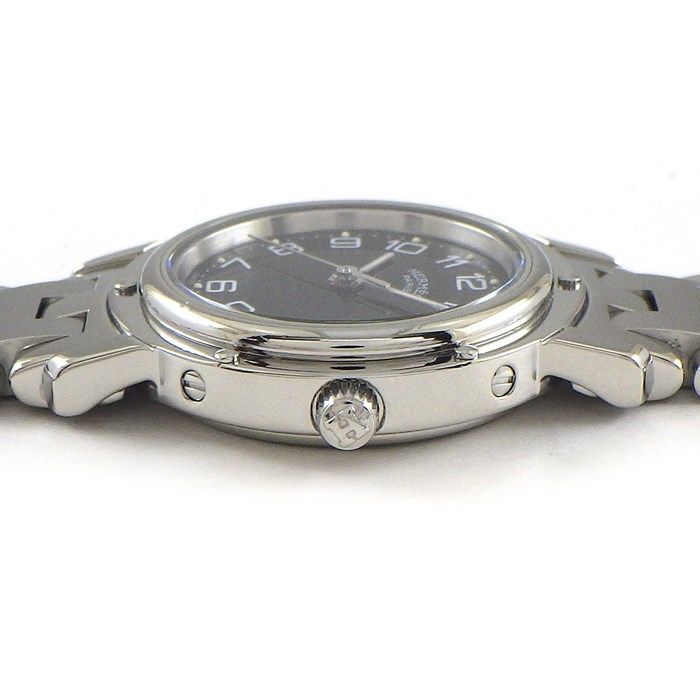 HERMES Clipper CL4.210 Date Watch - Black Dial, Stainless Steel
