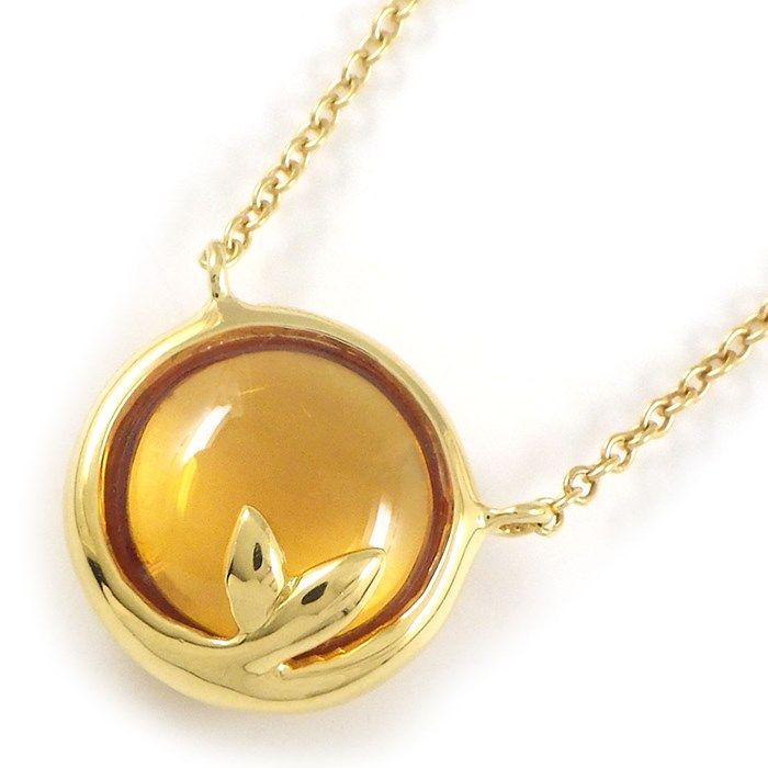 Tiffany & Co. Olive Leaf Necklace with Cabochon Citrine in K18YG