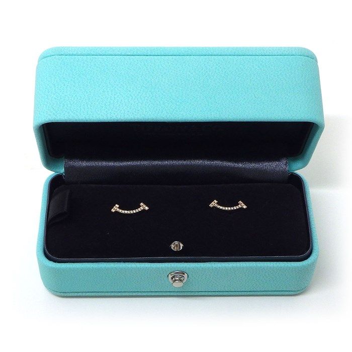 Tiffany & Co. T Smile Diamond Earrings in K18 Pink Gold