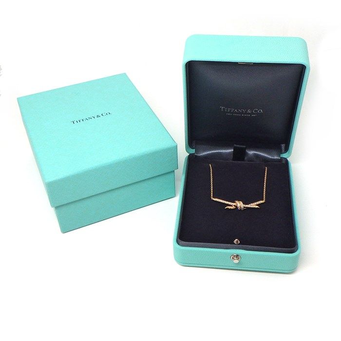 Tiffany & Co. Knot Necklace with 0.38ct Diamond in K18 Pink Gold