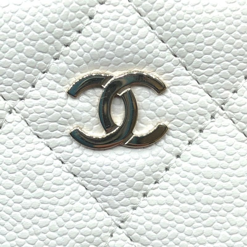 CHANEL Zippy Coin Purse AP3179 in White Caviar with Gold Hardware