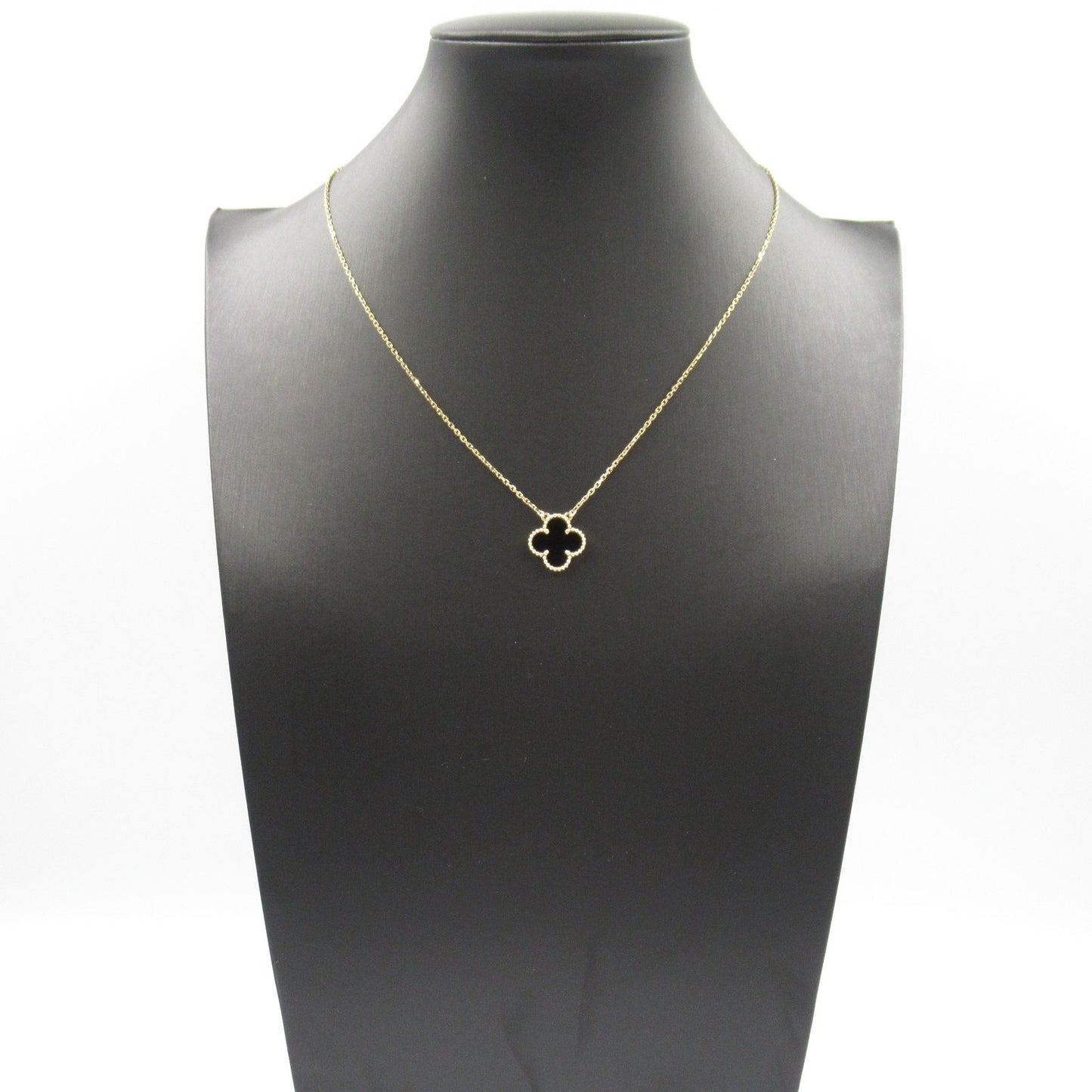 Van Cleef & Arpels Vintage Alhambra Onyx Necklace in 18K Yellow Gold