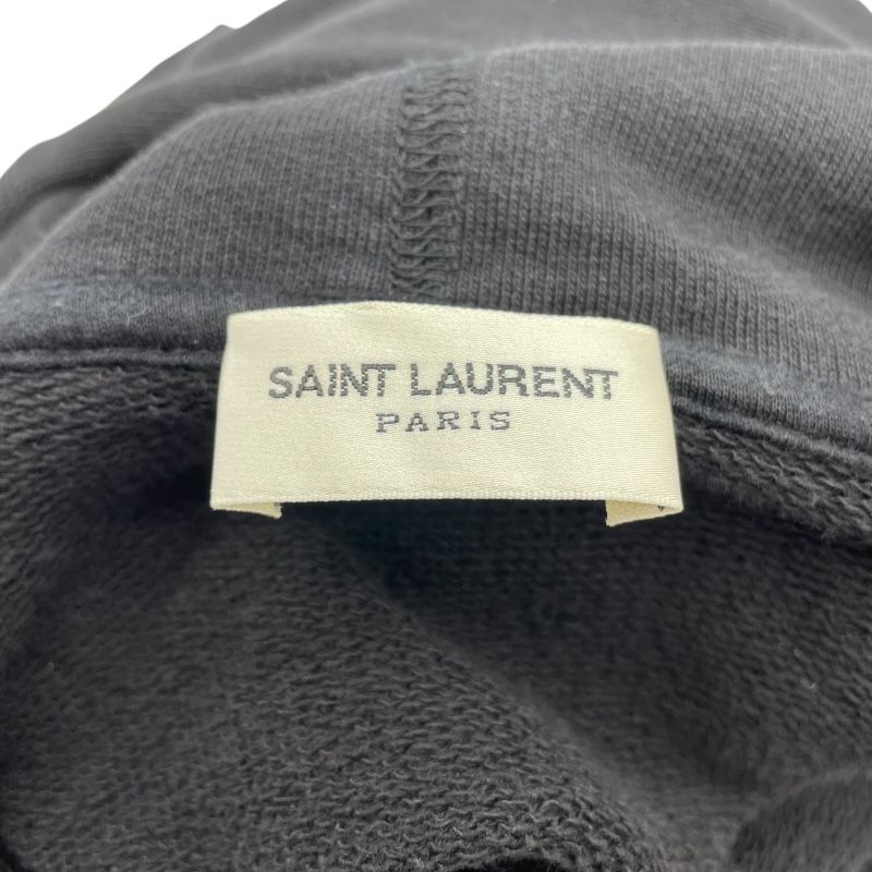 SAINT LAURENT Logo Hoodie in Black Cotton - Size M