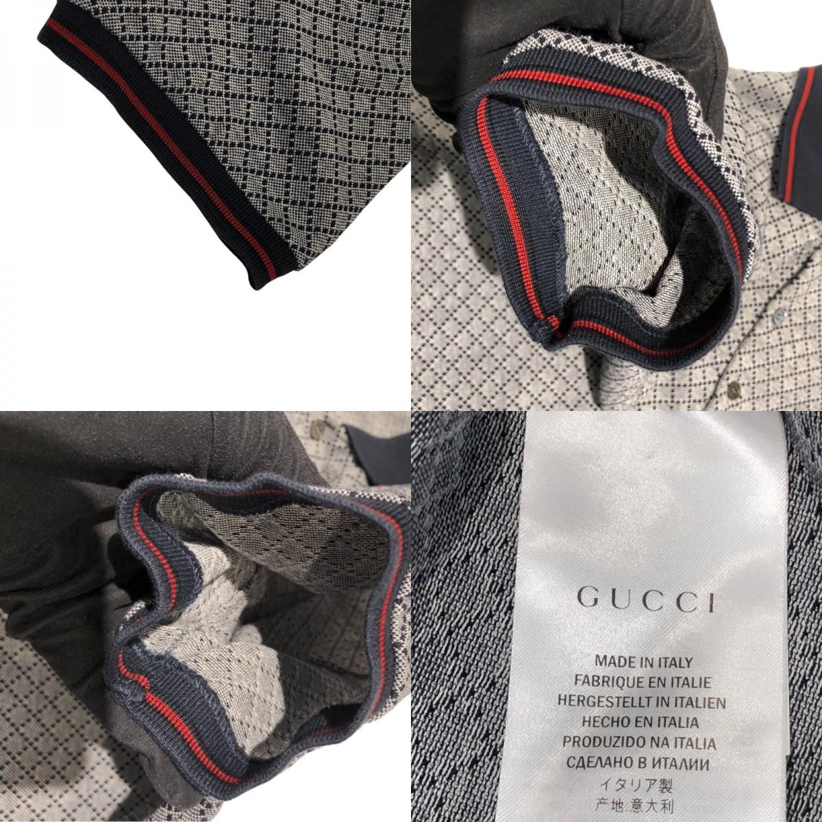 GUCCI Diamante Pattern Polo Shirt in Gray - Size S
