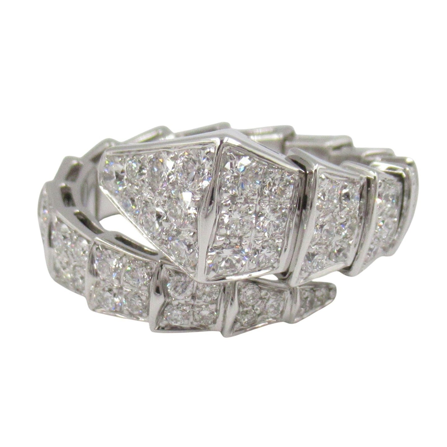 BVLGARI Serpenti Viper Full Pavé Diamond Ring in 18K White Gold