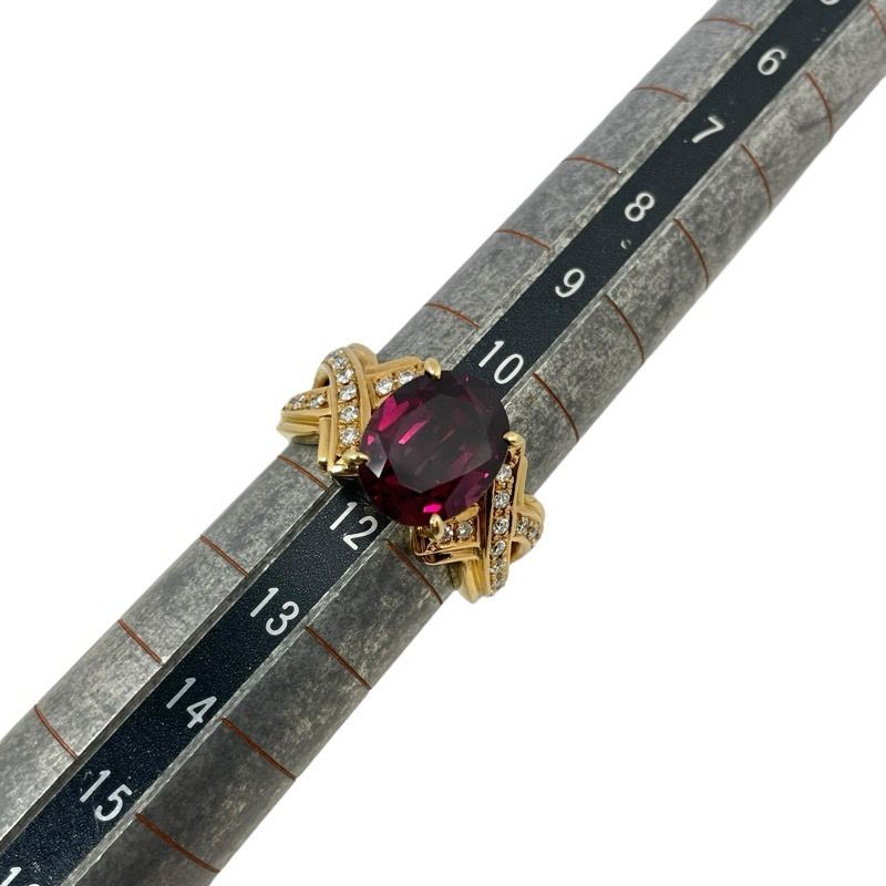 TASAKI K18YG Garnet Ring with Diamonds - Exquisite Craftsmanship