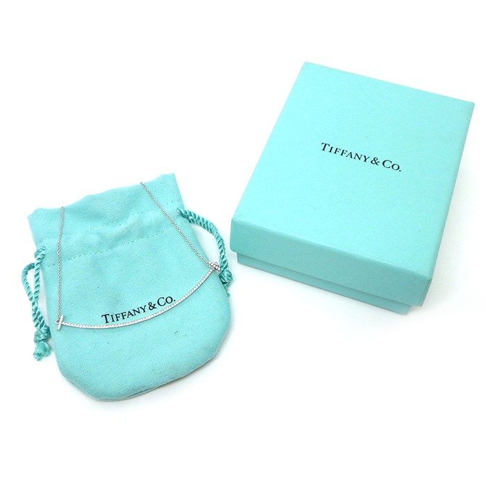 Tiffany & Co. T Smile Large Diamond Necklace in K18 White Gold