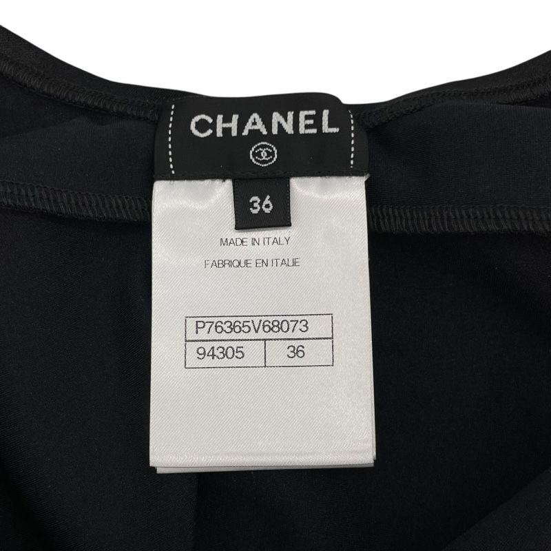 CHANEL Coco Mark Bodysuit Tank Top Swimwear - Black, Size 36
