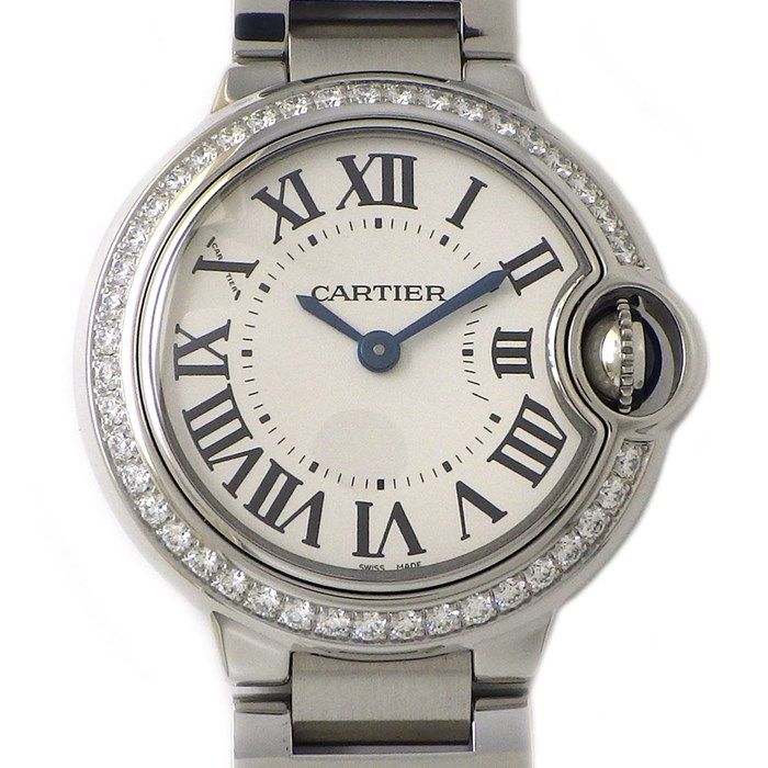 Cartier Ballon Bleu W4BB0015 Diamond Bezel Silver Dial Ladies Watch