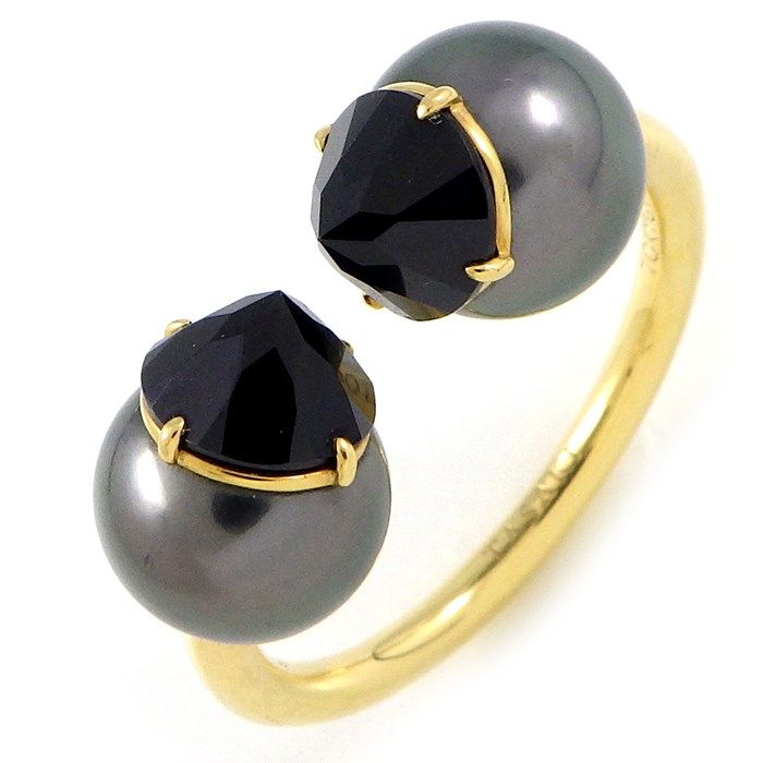 TASAKI Refined Rebellion Signature Ring with Black Pearl & Spinel