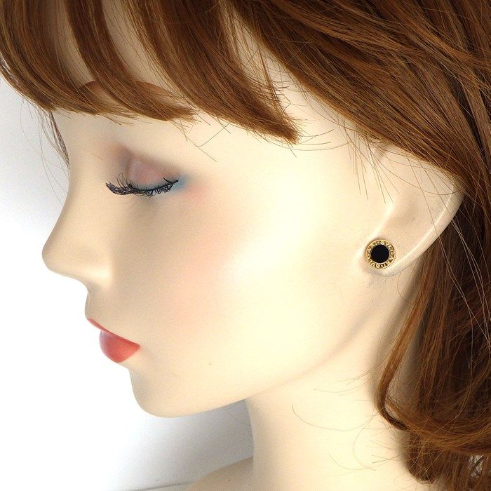 BVLGARI Onyx Circle Earrings in K18 Pink Gold - Exclusive Piece