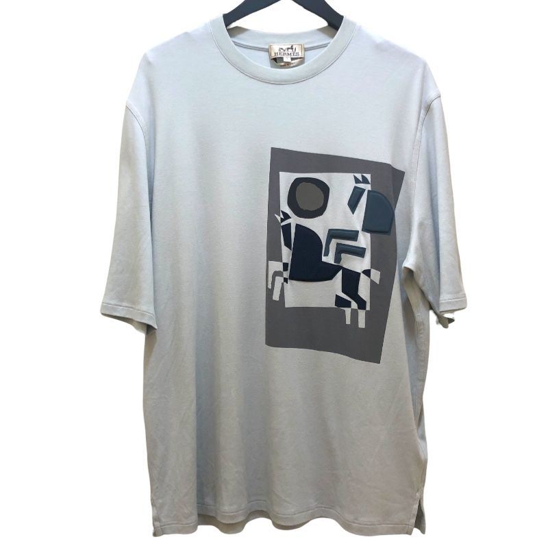 HERMES Blue Cotton 3D Print T-Shirt for Men - Size L