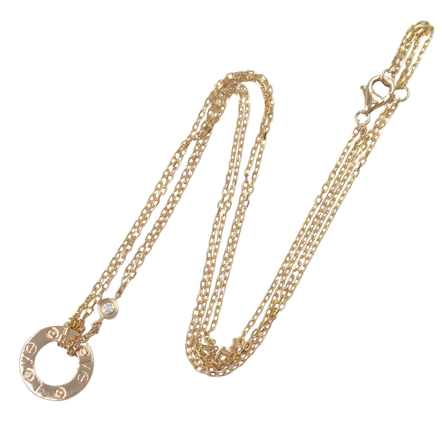 CARTIER Love Circle Necklace in K18 Pink Gold with Diamonds