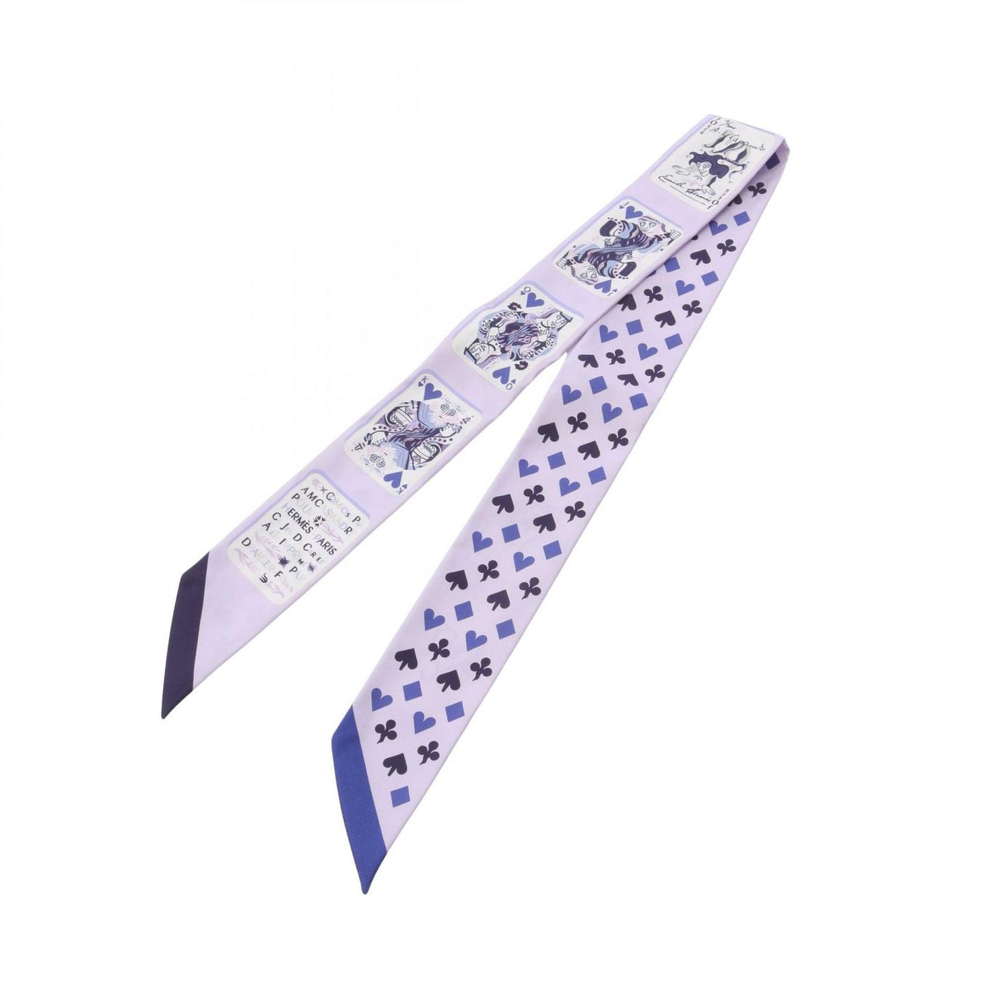 HERMES Jeu de Cartes Twilly Scarf in Purple Silk - Exquisite Luxury