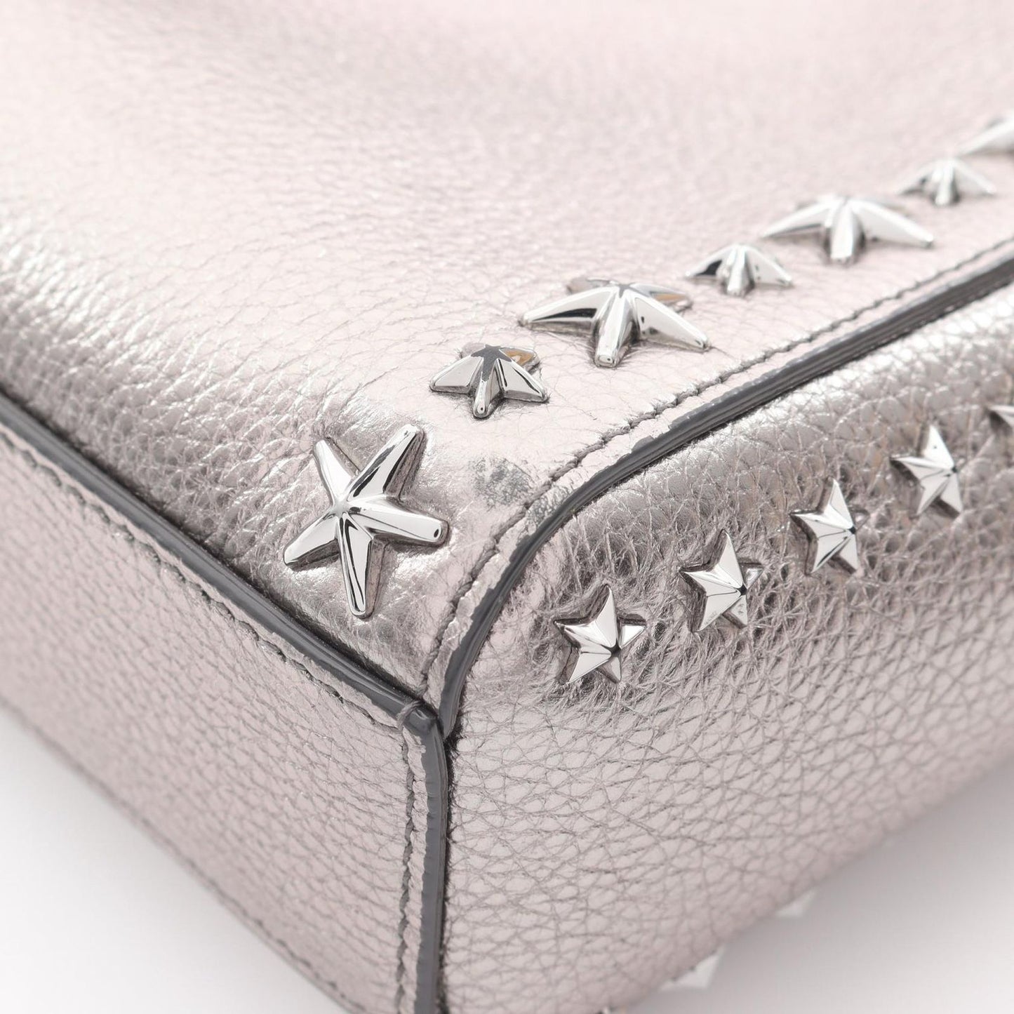 JIMMY CHOO Mini Pegasi Metallic Silver Leather Handbag