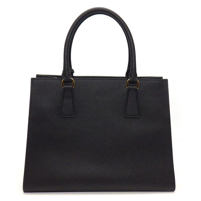 PRADA Saffiano Leather Handbag 1BA118 in Black with Gold Accents