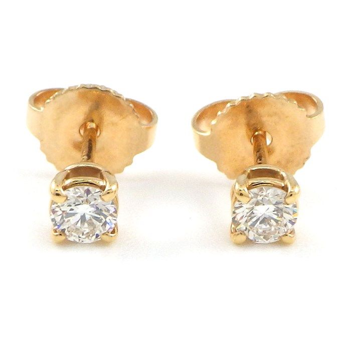 Tiffany & Co. Solitaire Diamond Earrings in K18 Pink Gold