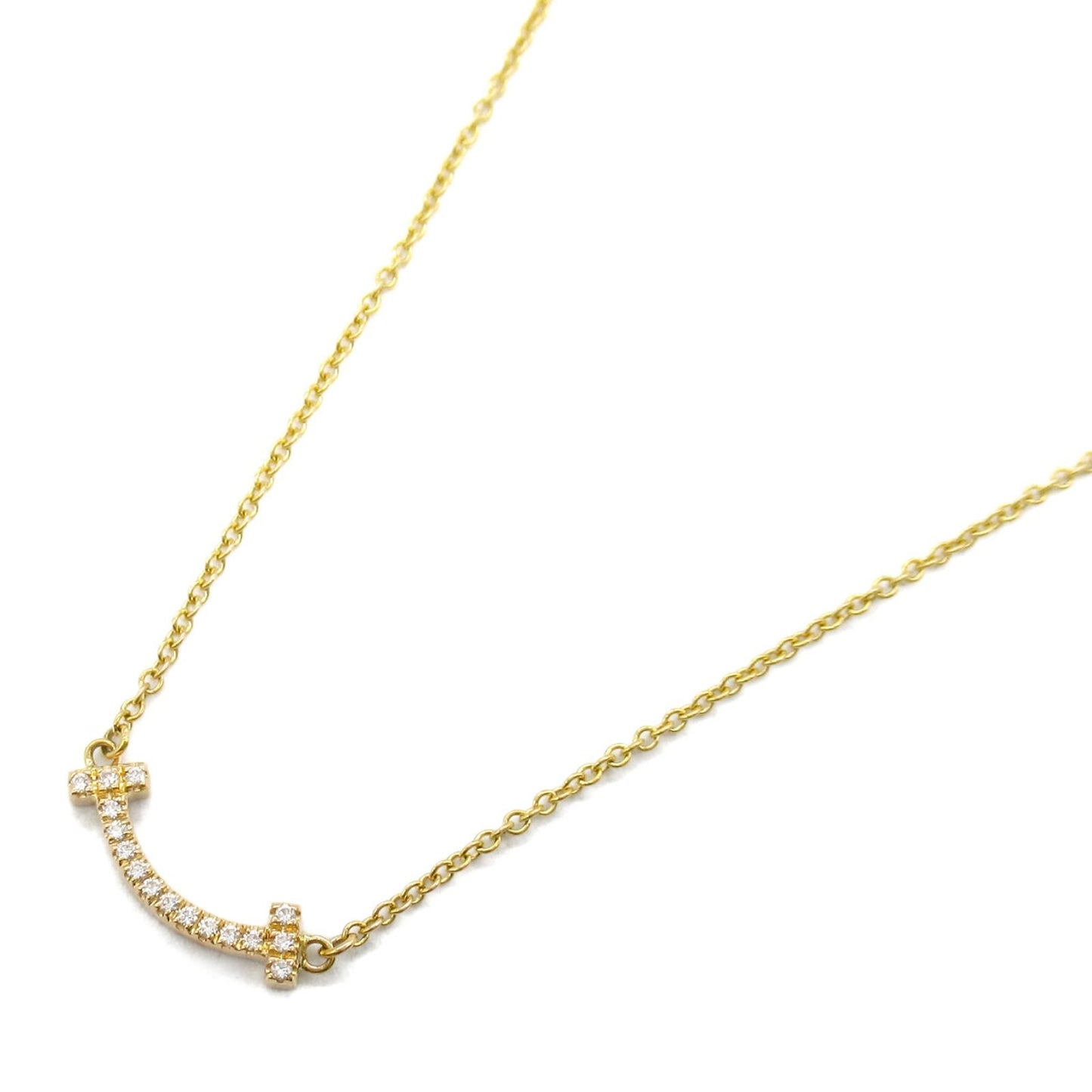 TIFFANY & CO T Smile Mini Diamond Necklace in 18K Yellow Gold