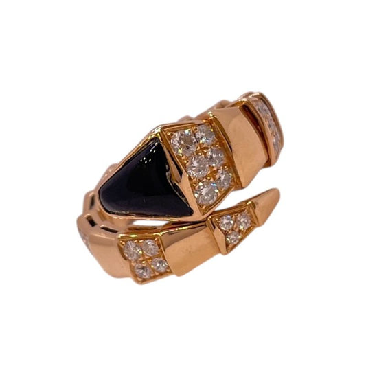 BVLGARI Serpenti Viper Ring in 750PG with Diamonds and Onyx