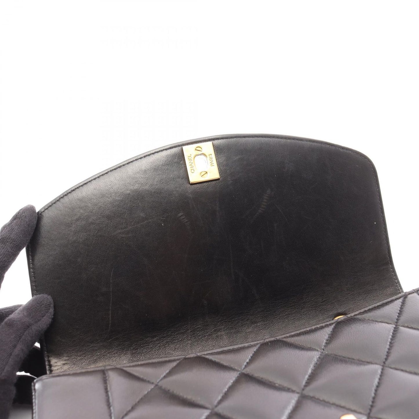 CHANEL Matelassé Diana Flap Shoulder Bag in Black Lambskin