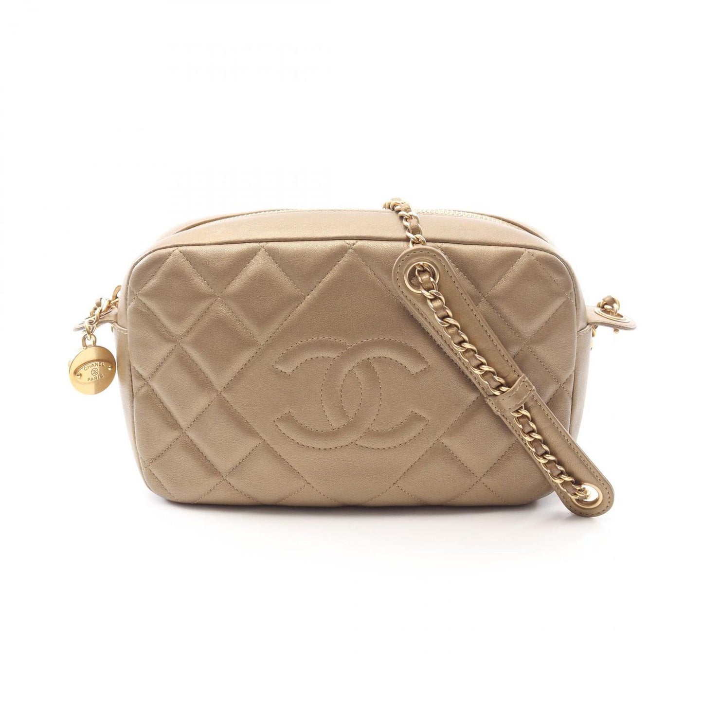 CHANEL Matelassé Camera Bag in Gold Lambskin - Exquisite Luxury