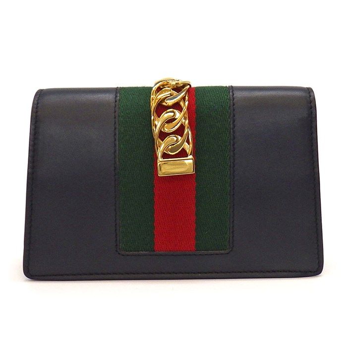 GUCCI Sylvie Super Mini Bag in Black Leather with Gold Hardware