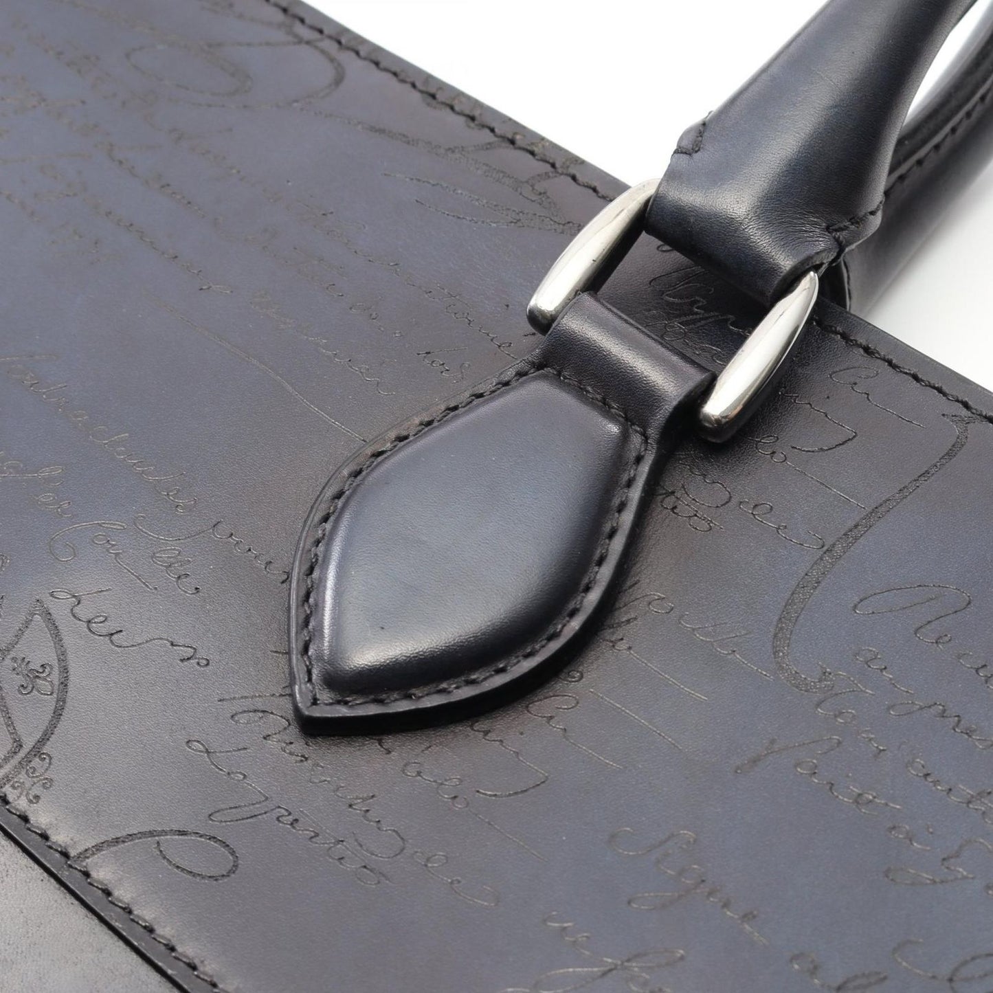 Berluti Trousseau Calligraphy Tote Bag in Navy Leather
