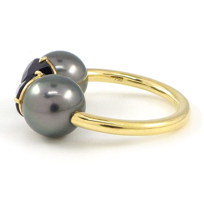 TASAKI Refined Rebellion Signature Ring with Black Pearl & Spinel