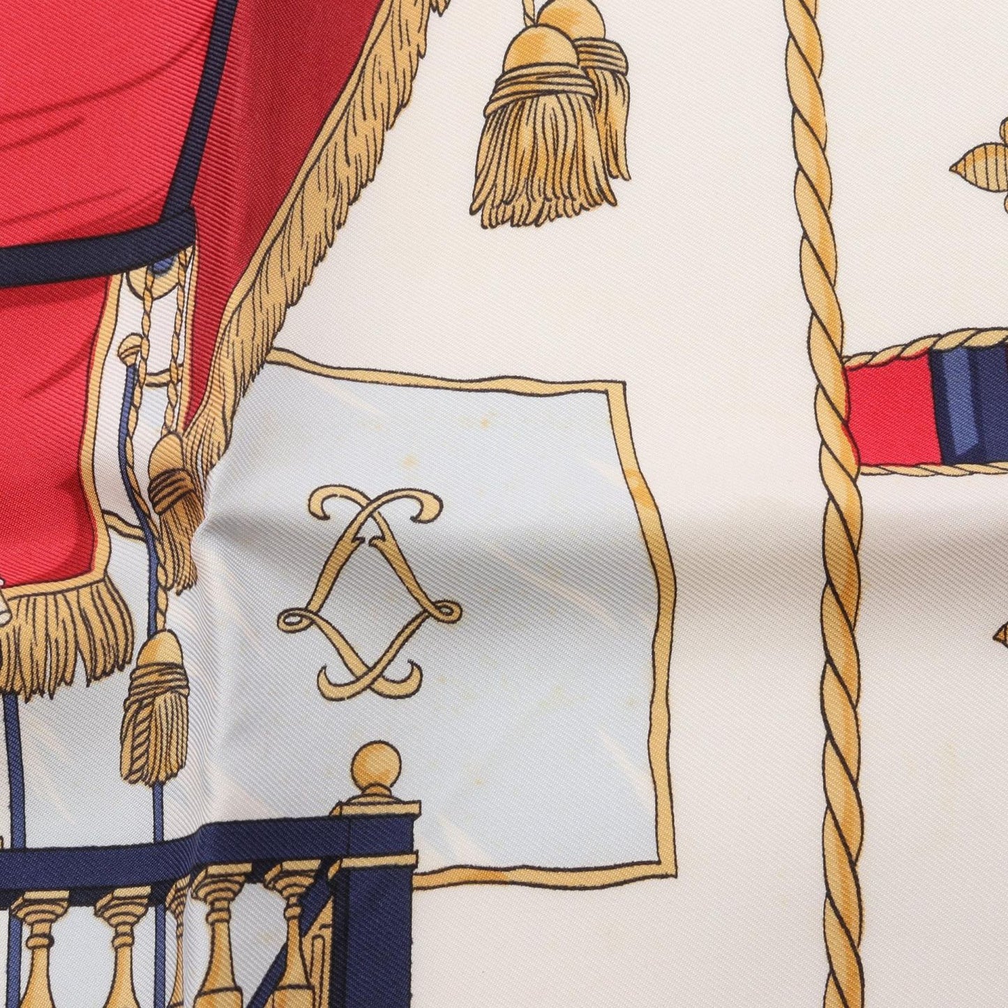 HERMES Silk Scarf VUE DU CARROSSE DE LA GALERE LA REALE - Red