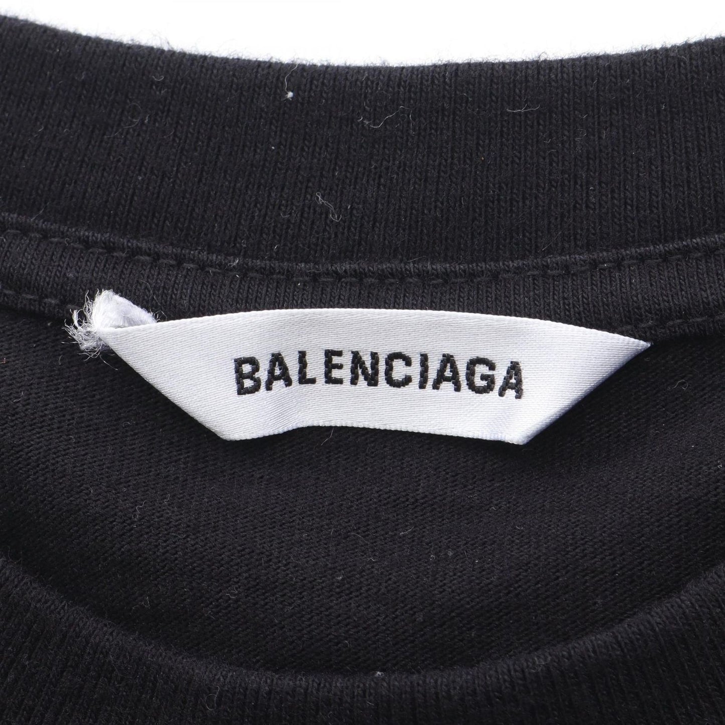 BALENCIAGA Black Cotton Logo Embroidered T-Shirt - Size S
