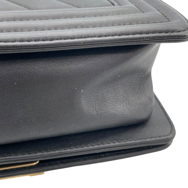 CHANEL Boy Chanel 20 V-Stitch Black Lambskin Shoulder Bag