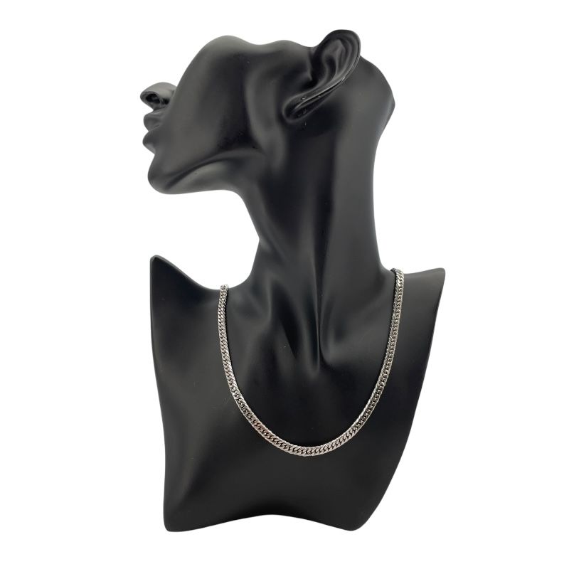 Exquisite 6-Sided Double Figaro Necklace in Pt900 Silver