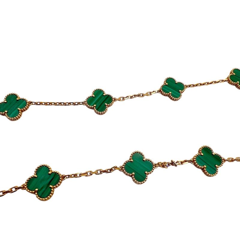 Van Cleef & Arpels Vintage Alhambra Long Necklace K18 Malachite