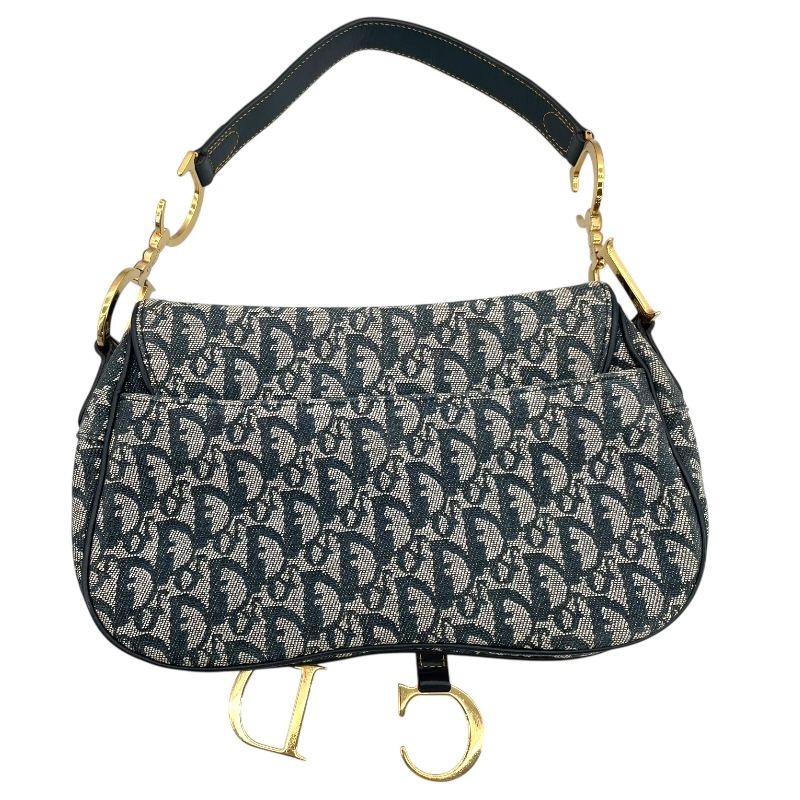 Christian Dior Saddle Bag in Navy Canvas - Timeless Elegance